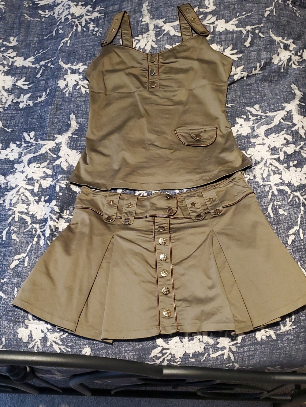Living Dead Souls Pinup Retro Army Top And Skirt Set